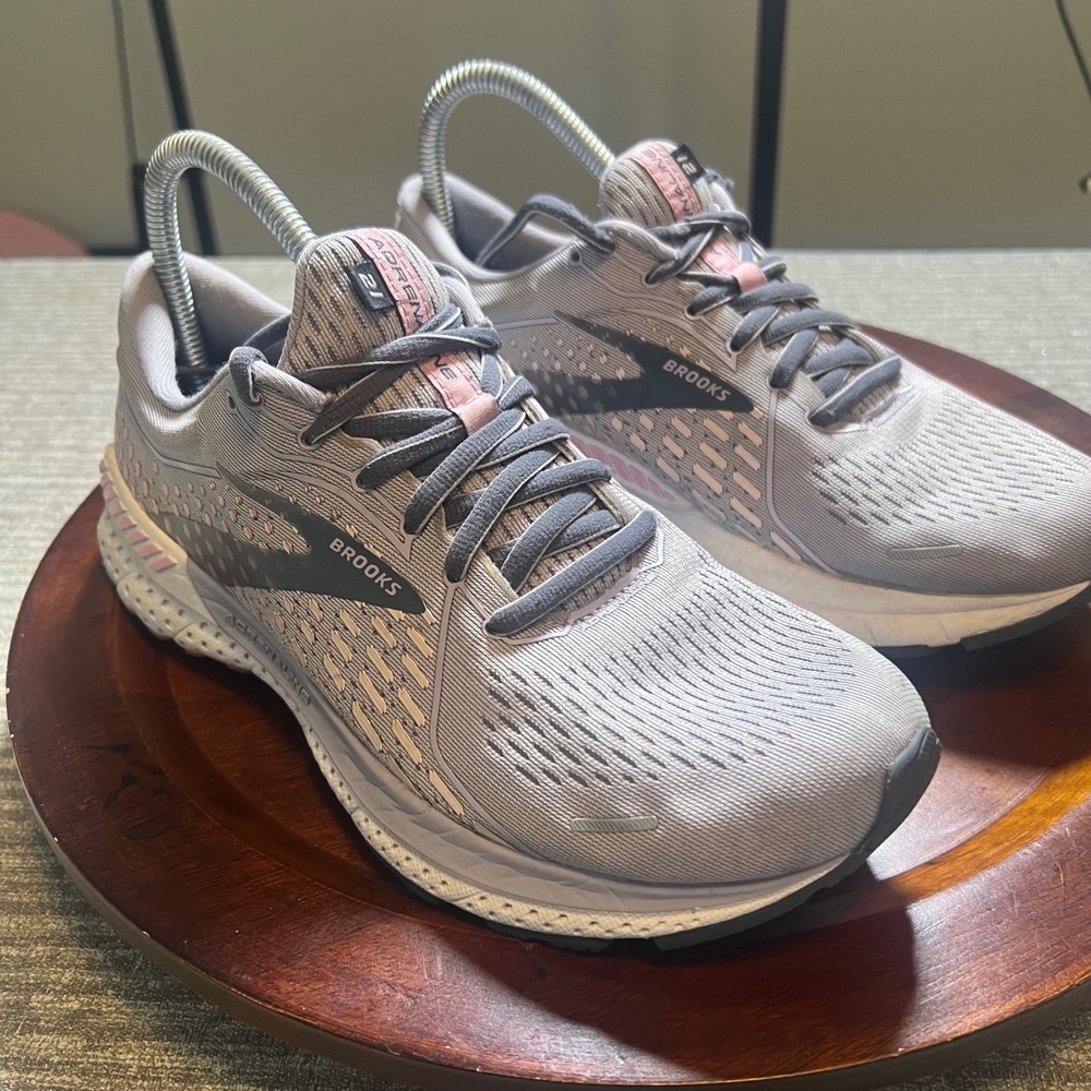 Brooks Adrenaline GTS 21 Running Shoes 9.5 Road Trainer Grey Pink 1203381B020